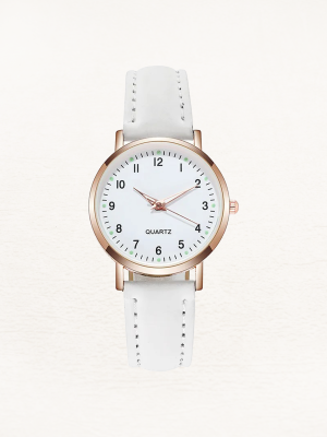 Damen Quarz Uhr Lederarmband Leuchtziffern