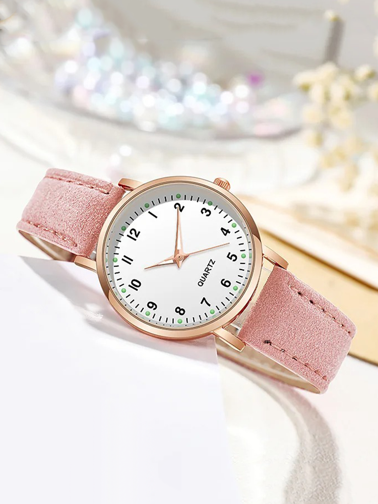 Damen Quarz Uhr Lederarmband Leuchtziffern – Bild 8