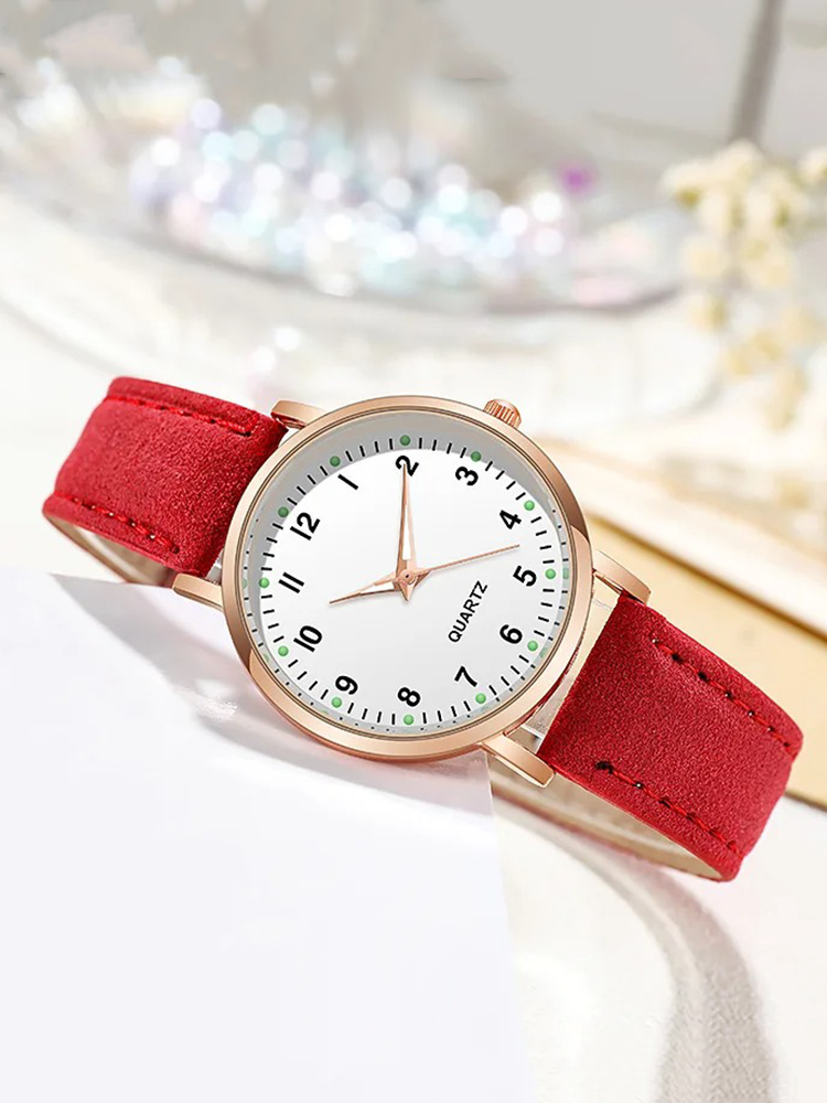 Damen Quarz Uhr Lederarmband Leuchtziffern – Bild 12
