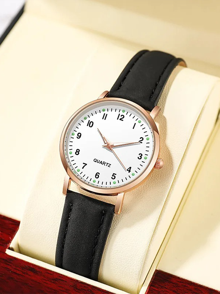 Damen Quarz Uhr Lederarmband Leuchtziffern – Bild 9