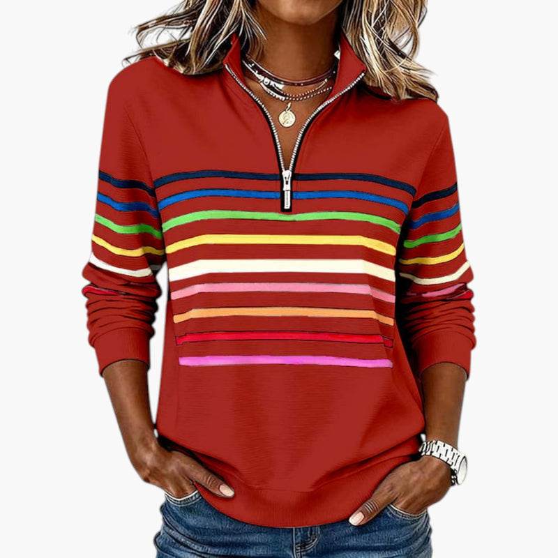 Damen Sweatshirt Stehkragen Baumwollmischung Langarm – Bild 4
