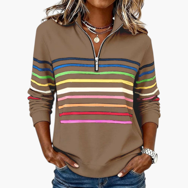 Damen Sweatshirt Stehkragen Baumwollmischung Langarm – Bild 5