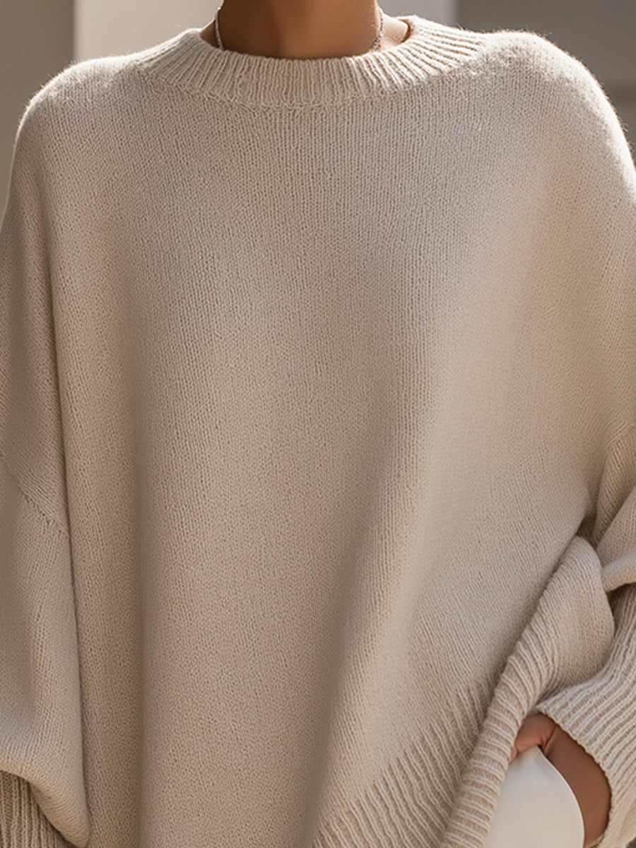 Damen Oversize Pullover mit Rundhals und Rippbündchen – Bild 6