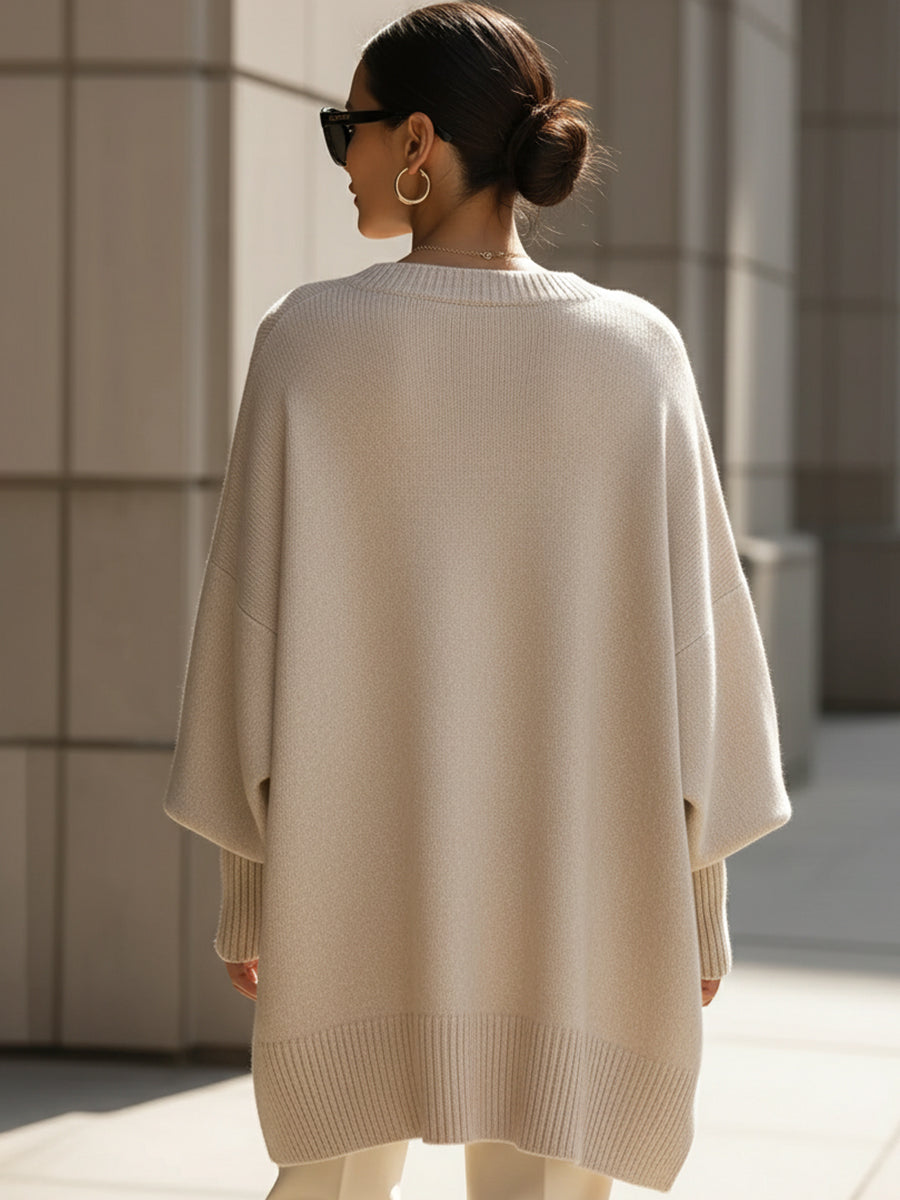 Damen Oversize Pullover mit Rundhals und Rippbündchen – Bild 8
