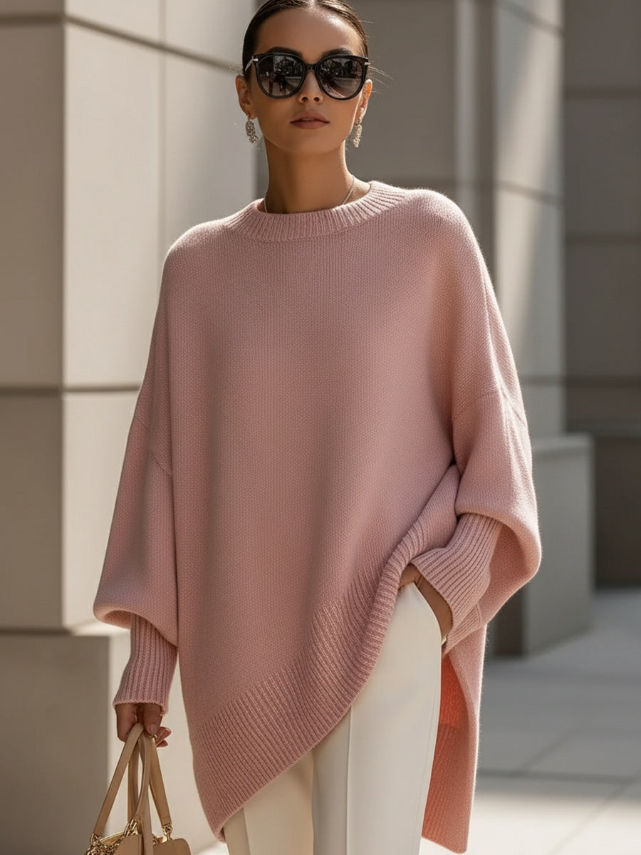 Damen Oversize Pullover mit Rundhals und Rippbündchen – Bild 4