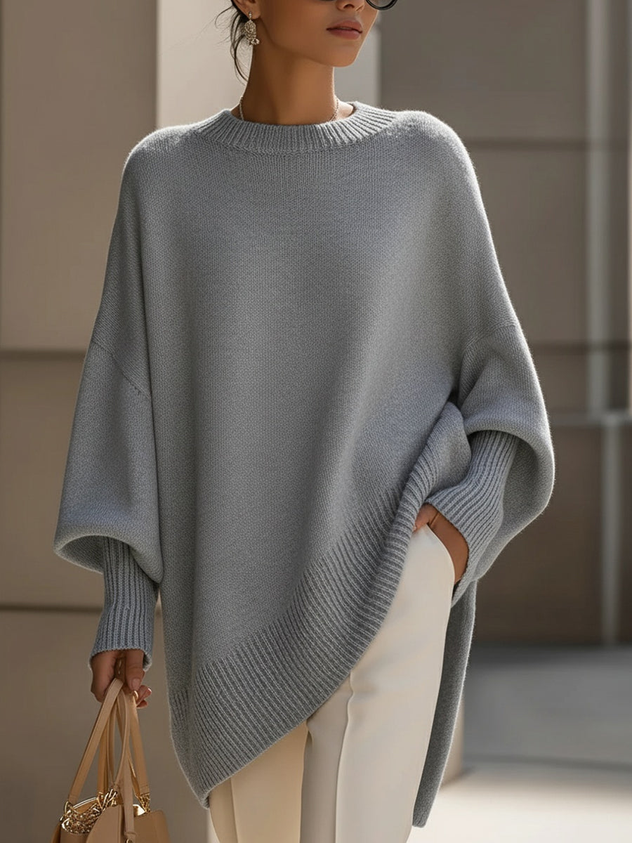 Damen Oversize Pullover mit Rundhals und Rippbündchen – Bild 3