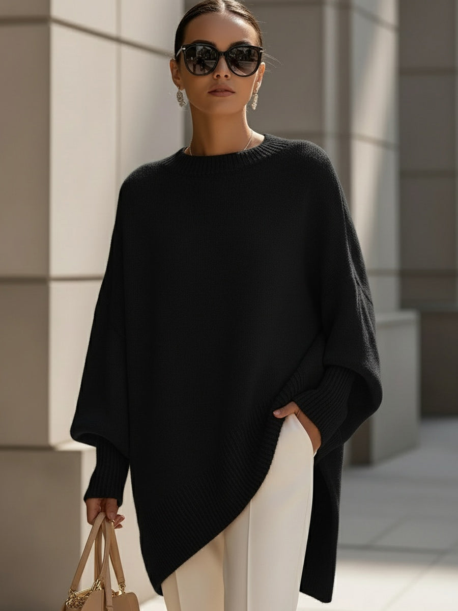 Damen Oversize Pullover mit Rundhals und Rippbündchen – Bild 2