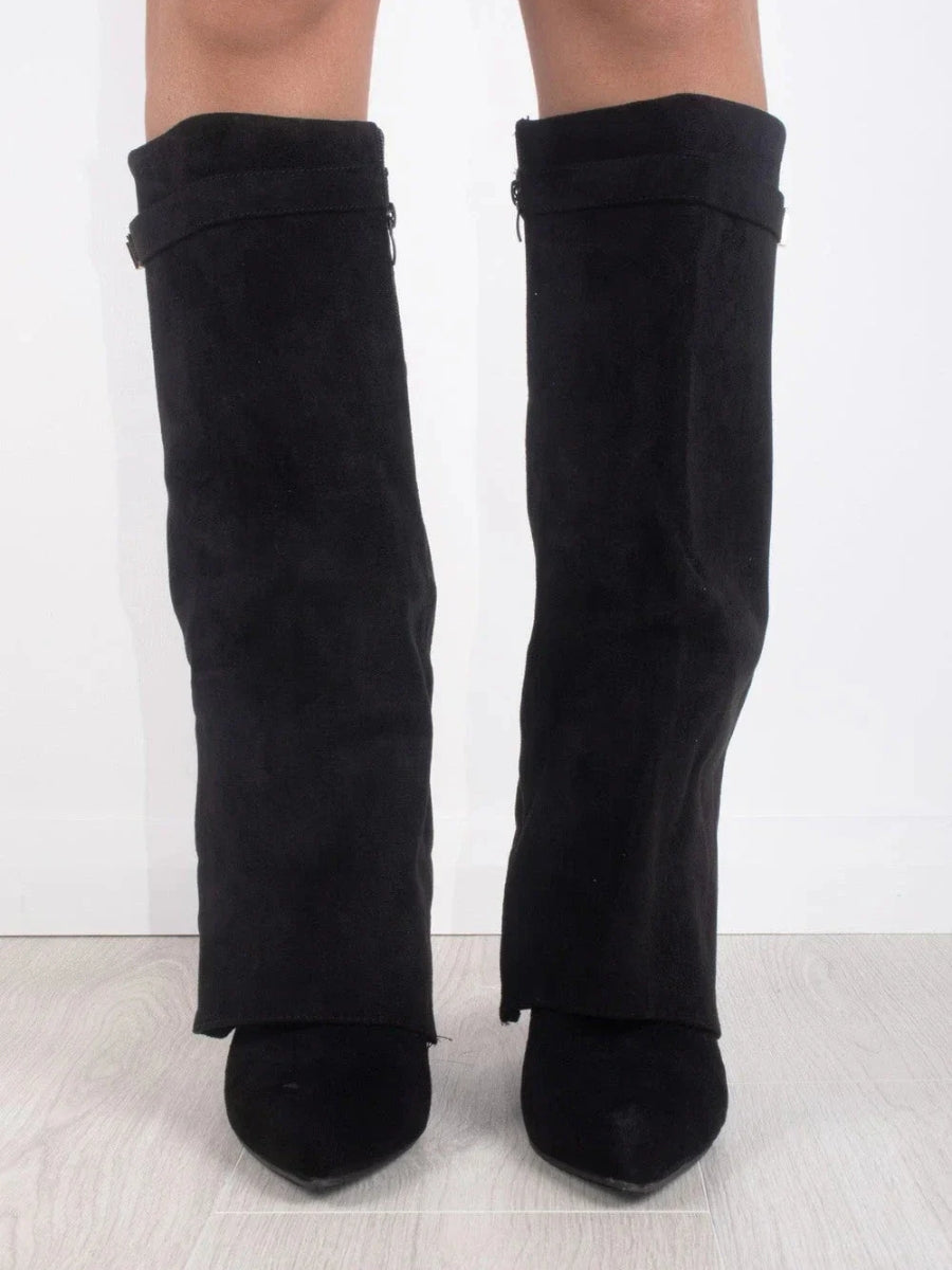 Damen Stiefel aus Kalbsvelours mit goldenem Verschluss – Bild 8
