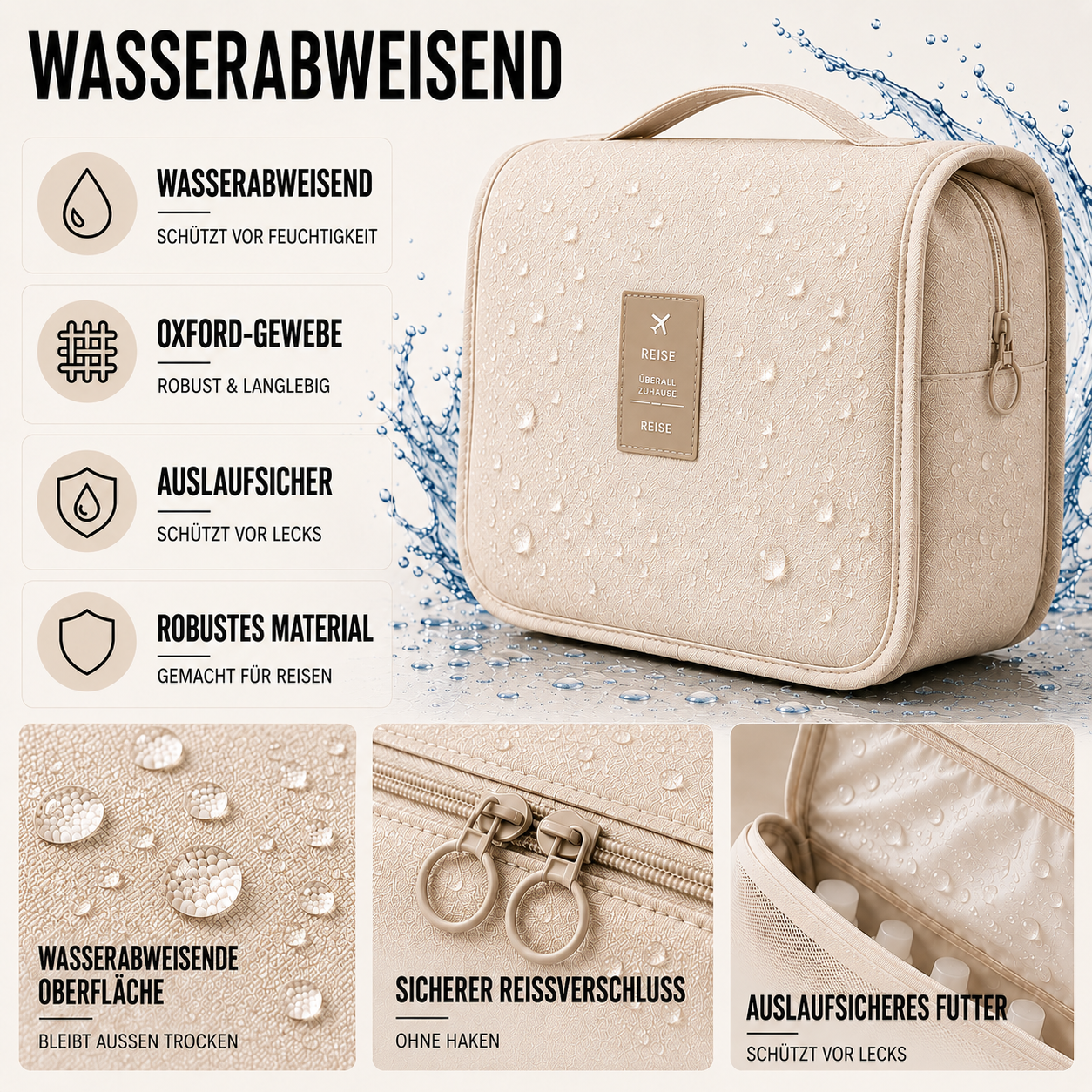Toilettentasche aufhängbar Reise Organizer Twill-Oxford – Bild 10