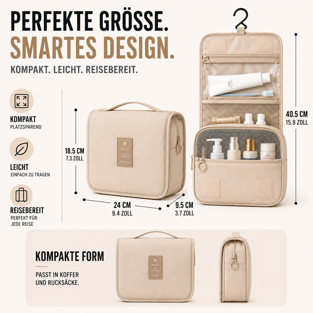 Toilettentasche aufhängbar Reise Organizer Twill-Oxford – Bild 12