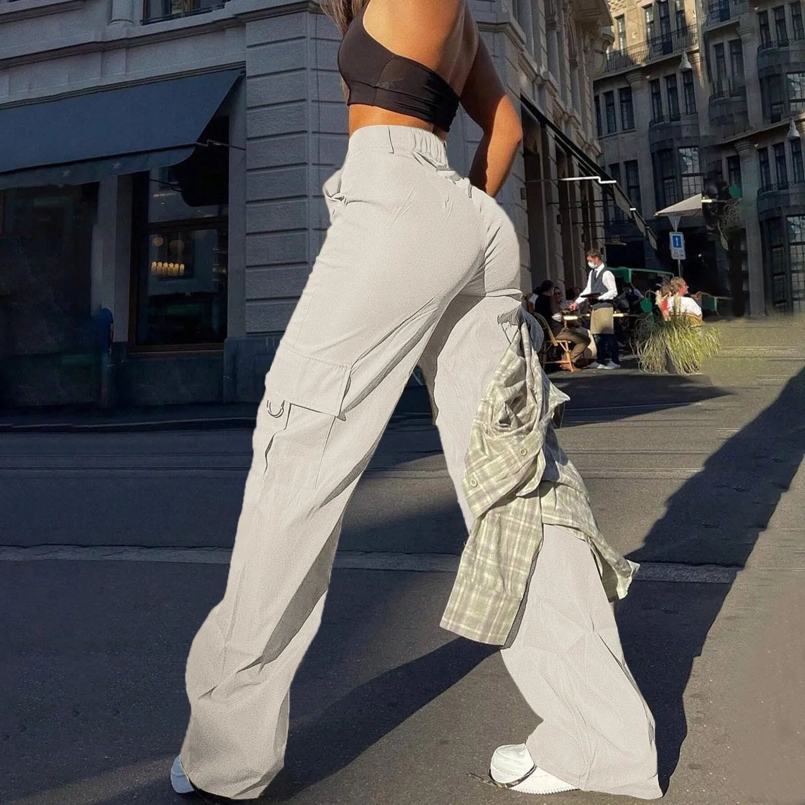 Damen Cargohose hoher Taille gerades Bein Knöchellänge – Bild 6