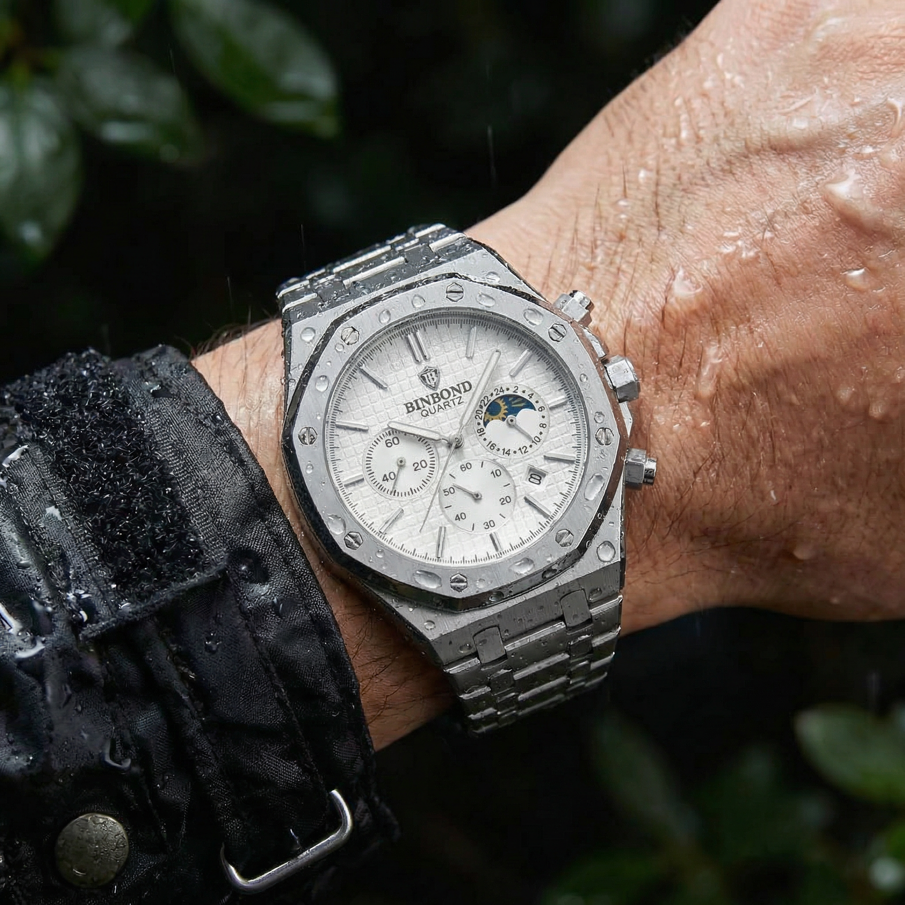 Herren Uhr mit Datumsanzeige & Mondphasen-Stil – Bild 7