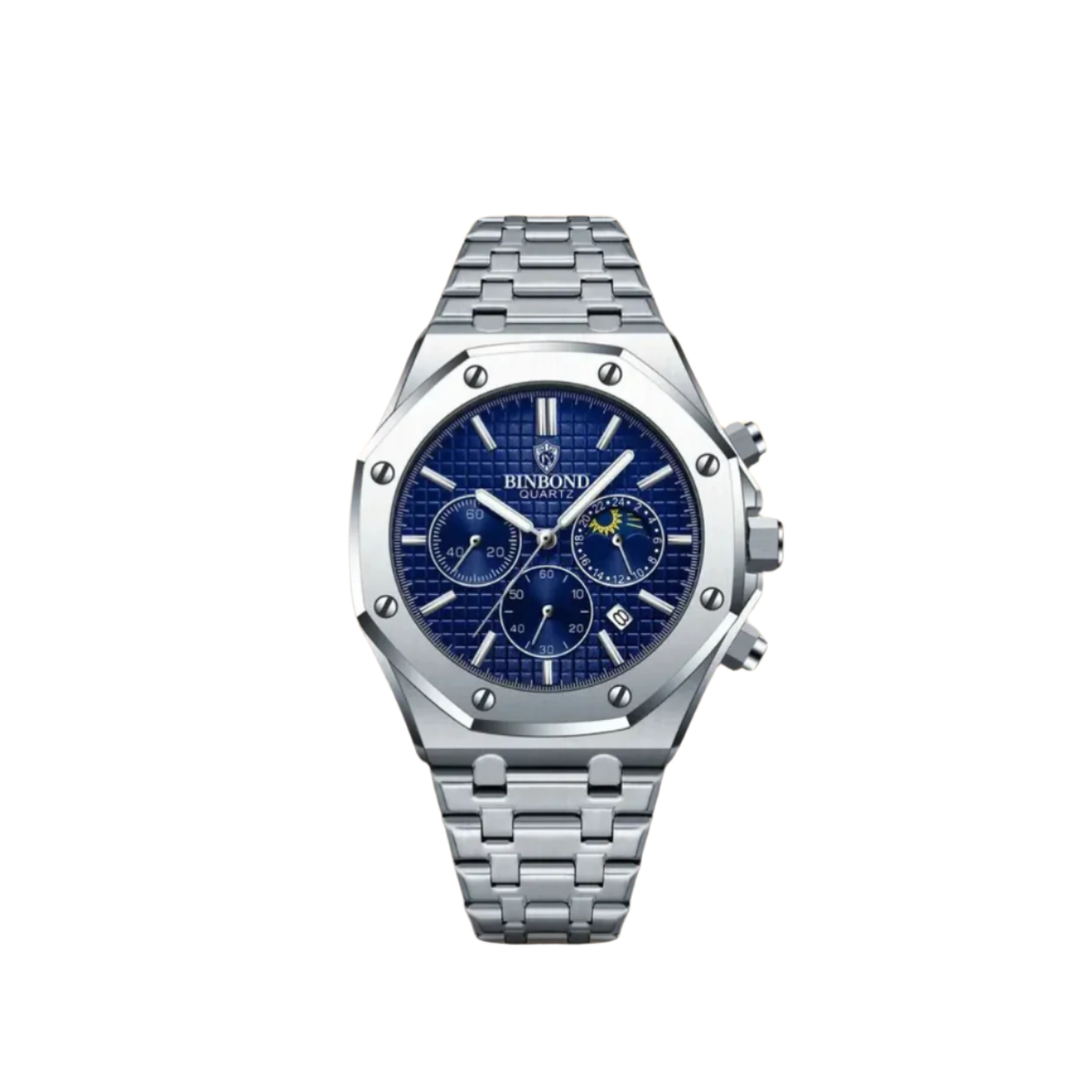 Herren Uhr mit Datumsanzeige & Mondphasen-Stil – Bild 3