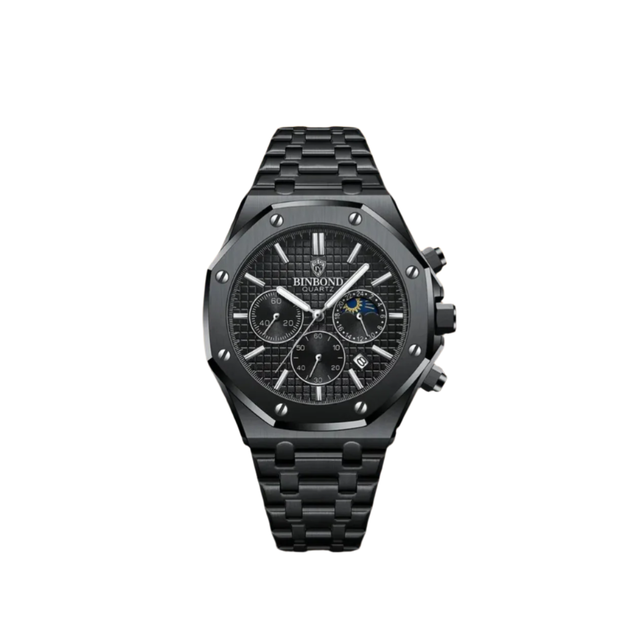 Herren Uhr mit Datumsanzeige & Mondphasen-Stil – Bild 4