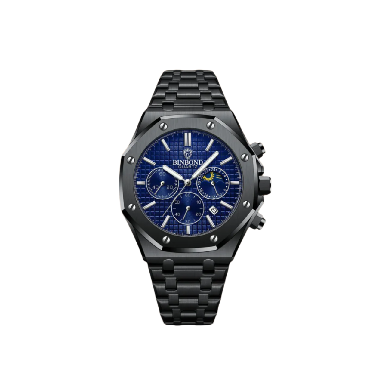Herren Uhr mit Datumsanzeige & Mondphasen-Stil – Bild 5