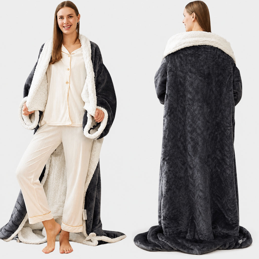Kuschel Ärmeldecke mit Fußtasche für Zuhause – Bild 9