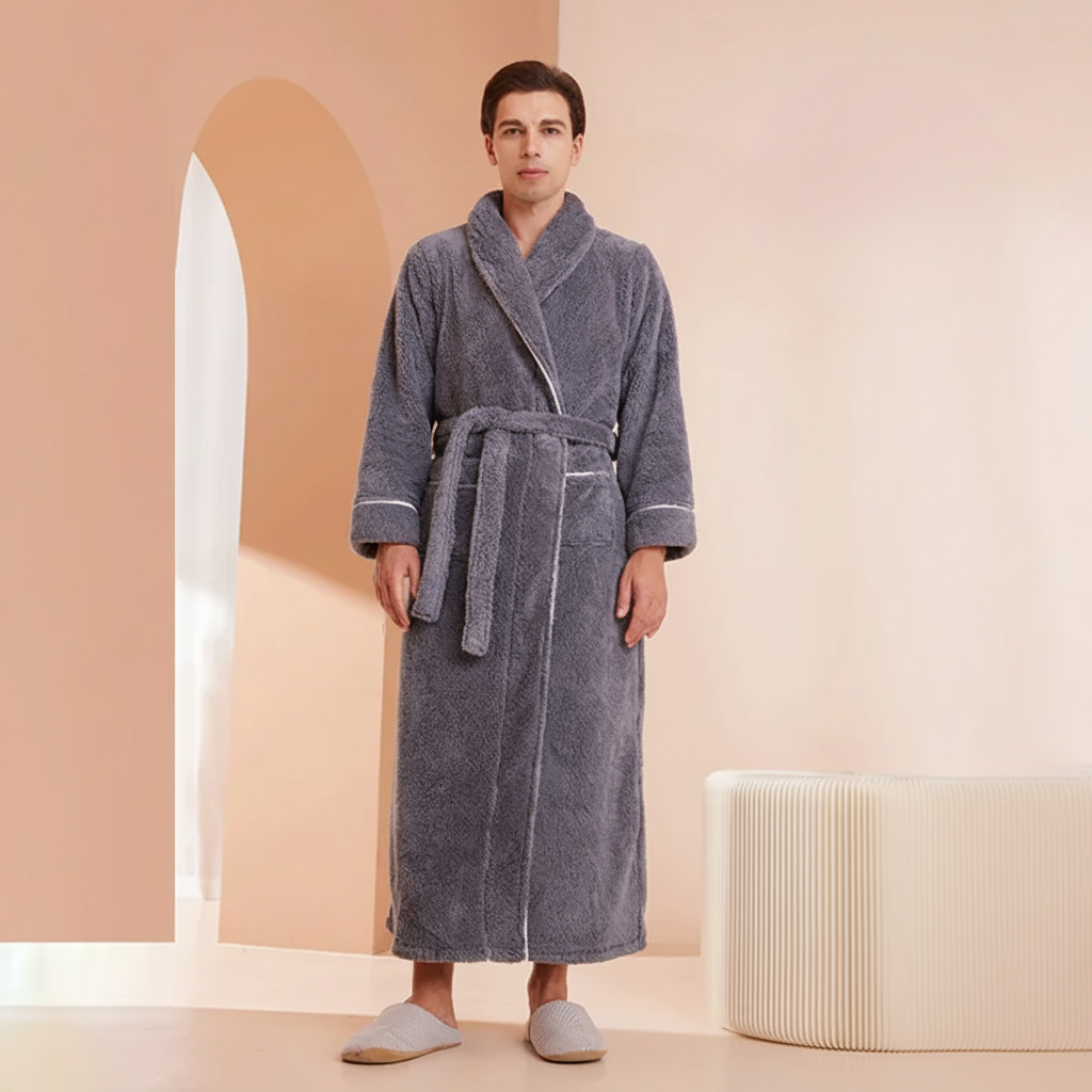Bademantel Damen Herren Wärmeisolierend Wickelstil – Bild 11