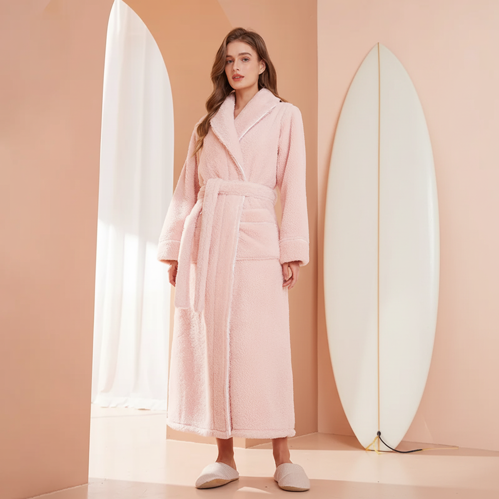 Bademantel Damen Herren Wärmeisolierend Wickelstil – Bild 12