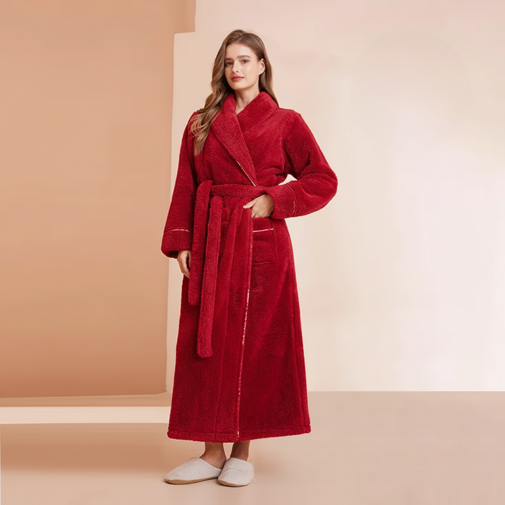Bademantel Damen Herren Wärmeisolierend Wickelstil – Bild 17