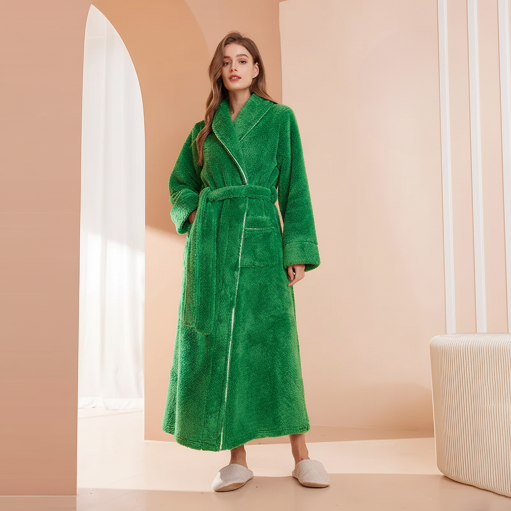 Bademantel Damen Herren Wärmeisolierend Wickelstil – Bild 18
