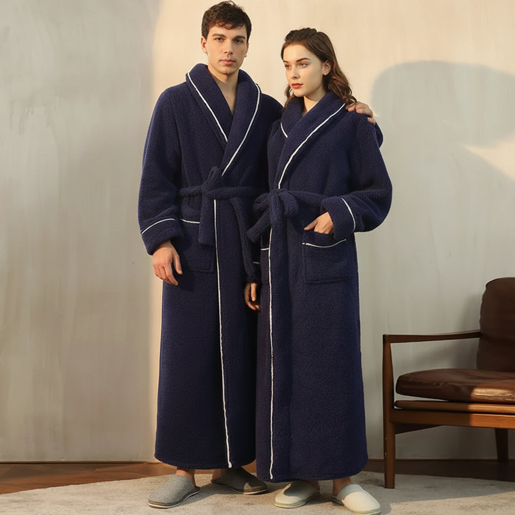 Bademantel Damen Herren Wärmeisolierend Wickelstil – Bild 23