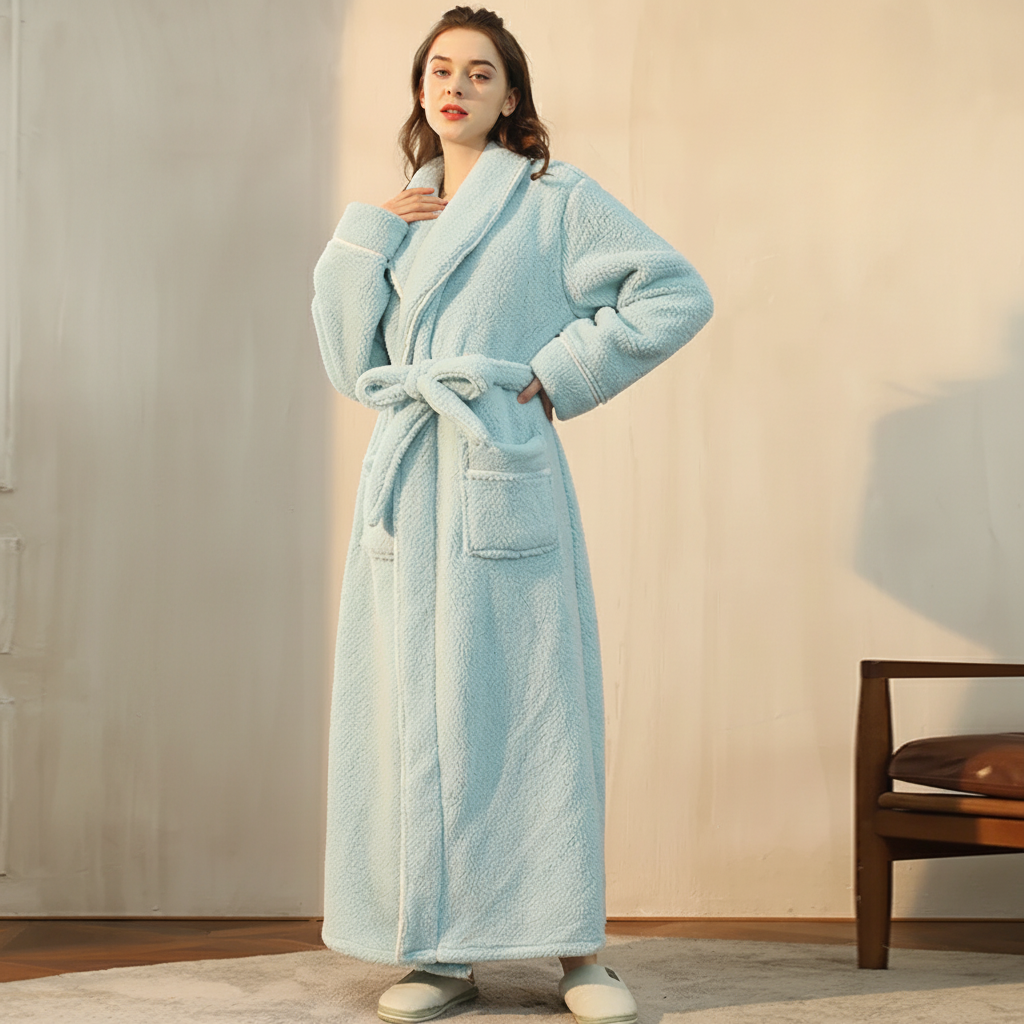 Bademantel Damen Herren Wärmeisolierend Wickelstil – Bild 8