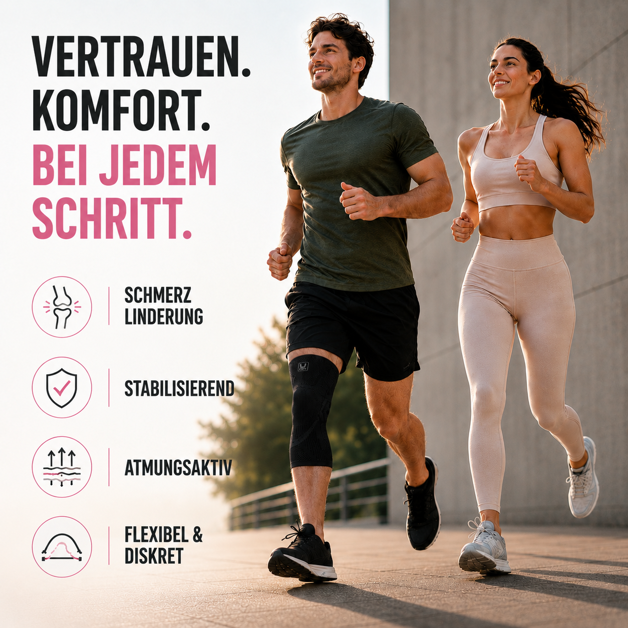 Kniebandage Kompression Sport Alltag Schmerzlinderung – Bild 5