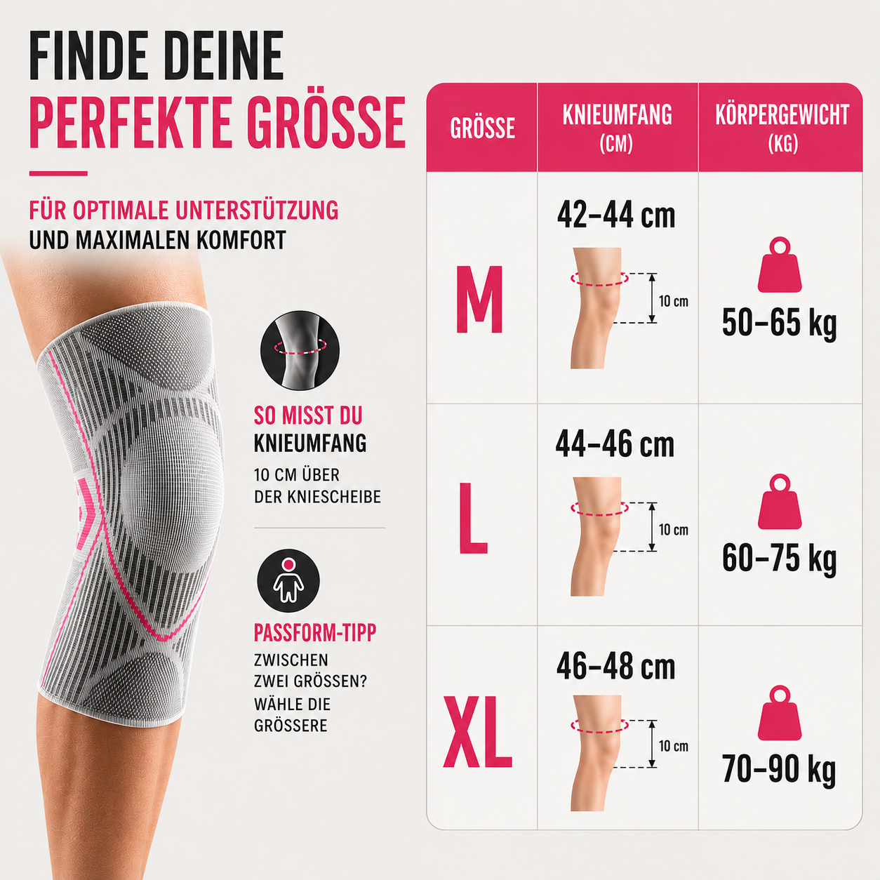 Kniebandage Kompression Sport Alltag Schmerzlinderung – Bild 10