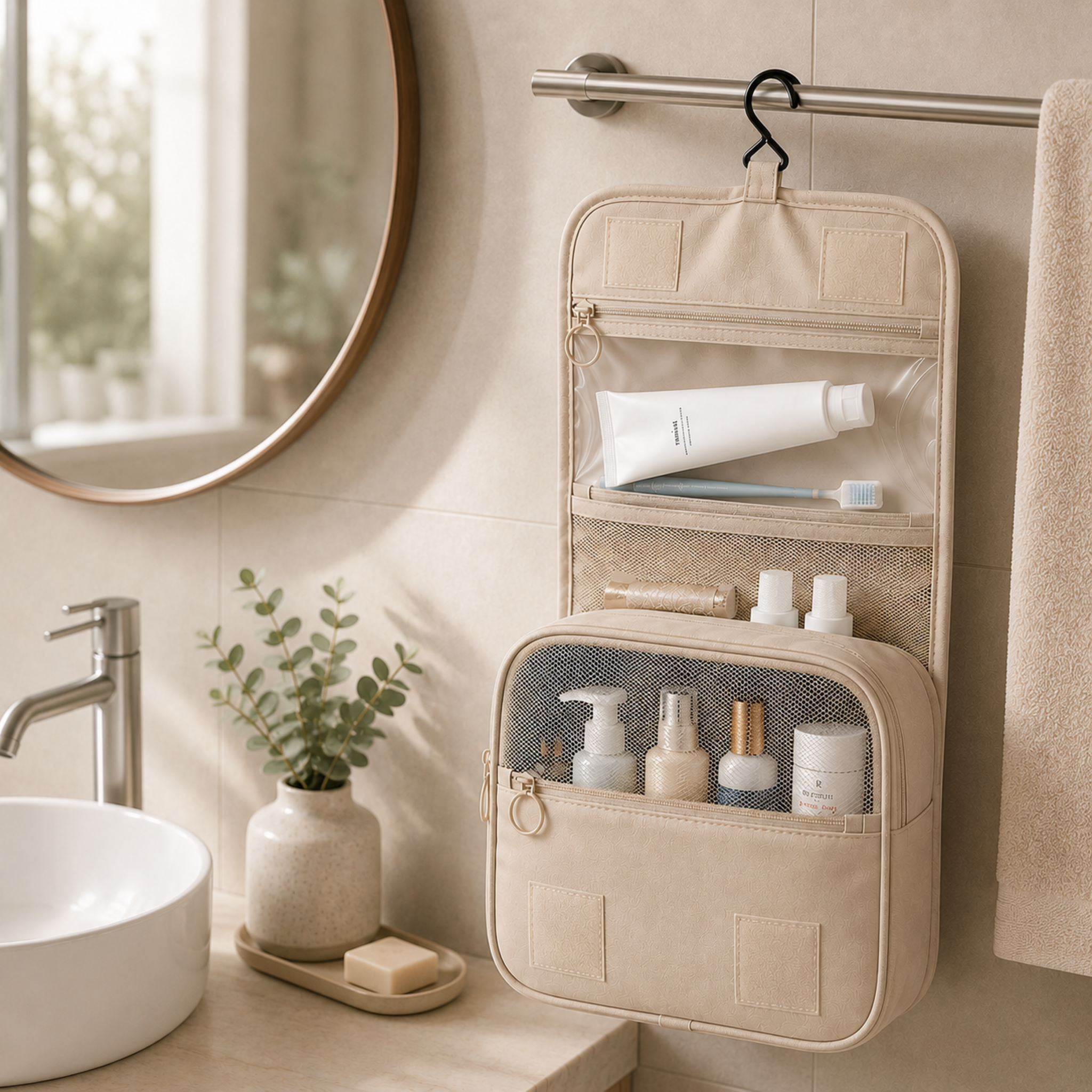 Toilettentasche aufhängbar Reise Organizer Twill-Oxford – Bild 21