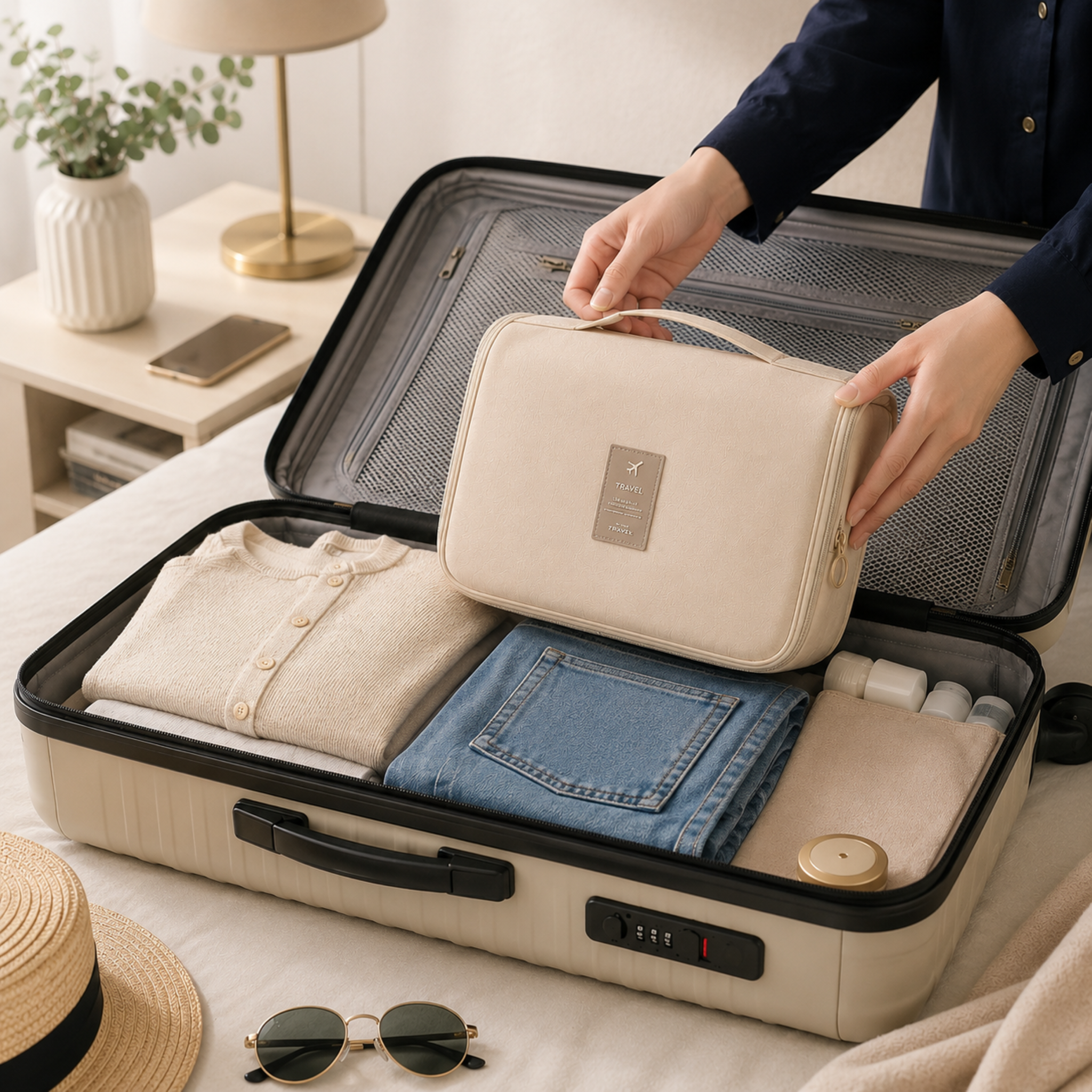 Toilettentasche aufhängbar Reise Organizer Twill-Oxford – Bild 22