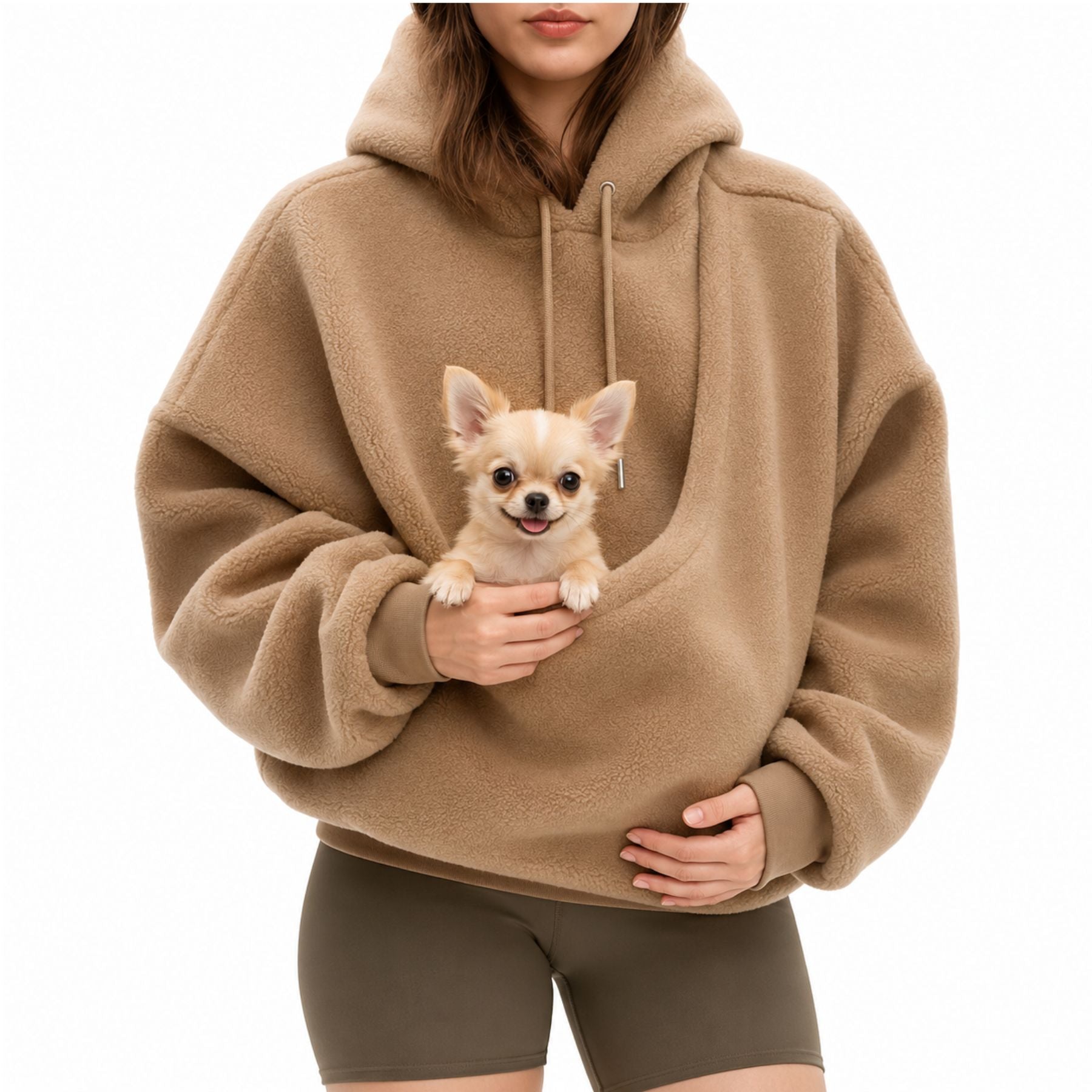 Damen Kapuzenpullover Kuschel-Fleece mit Tier-Pouch