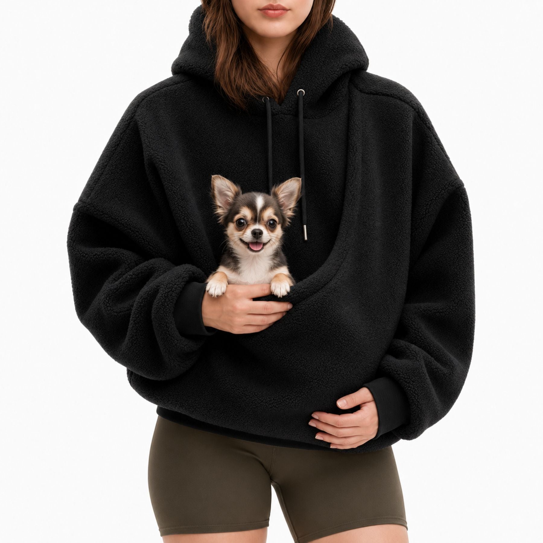 Damen Kapuzenpullover Kuschel-Fleece mit Tier-Pouch – Bild 3