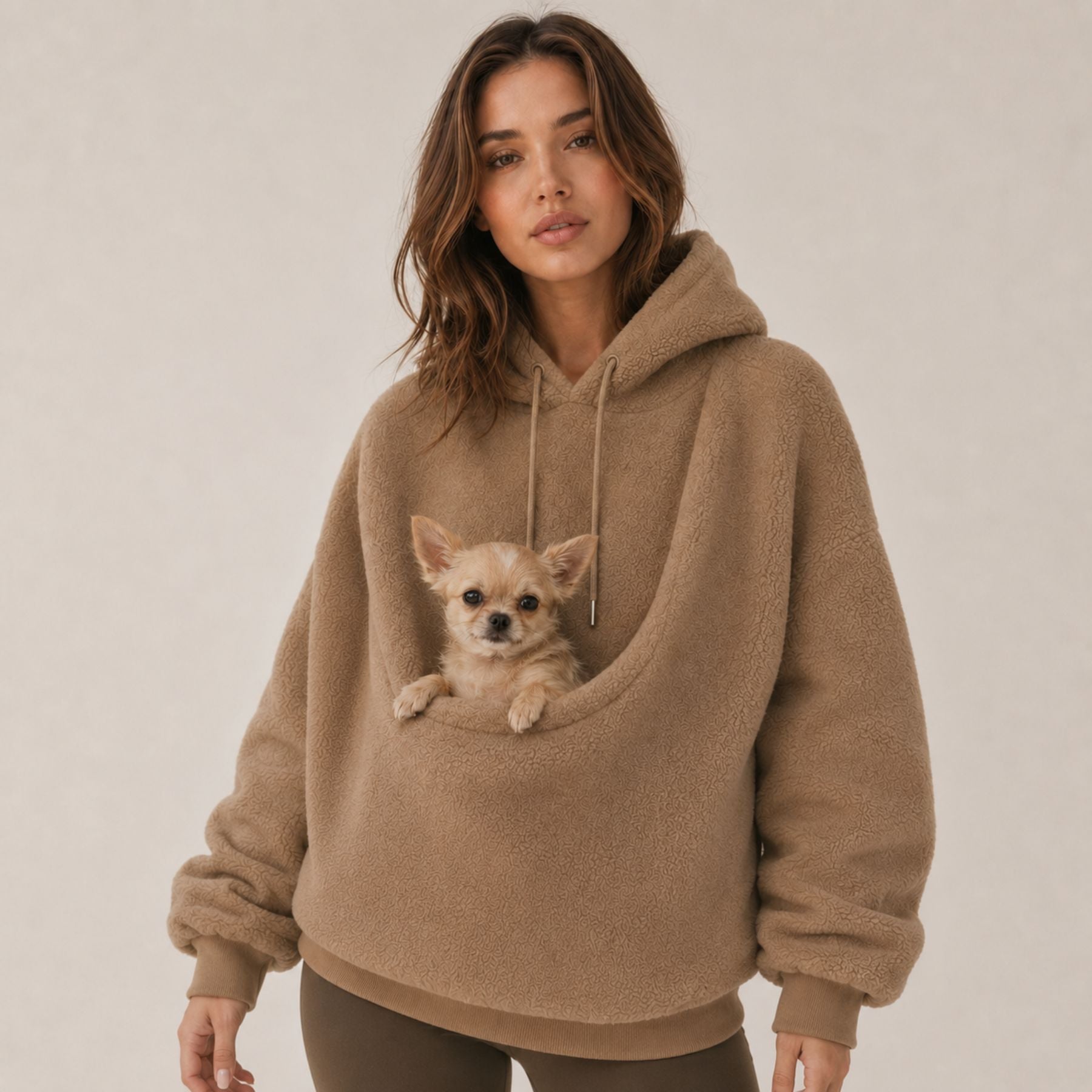 Damen Kapuzenpullover Kuschel-Fleece mit Tier-Pouch – Bild 6