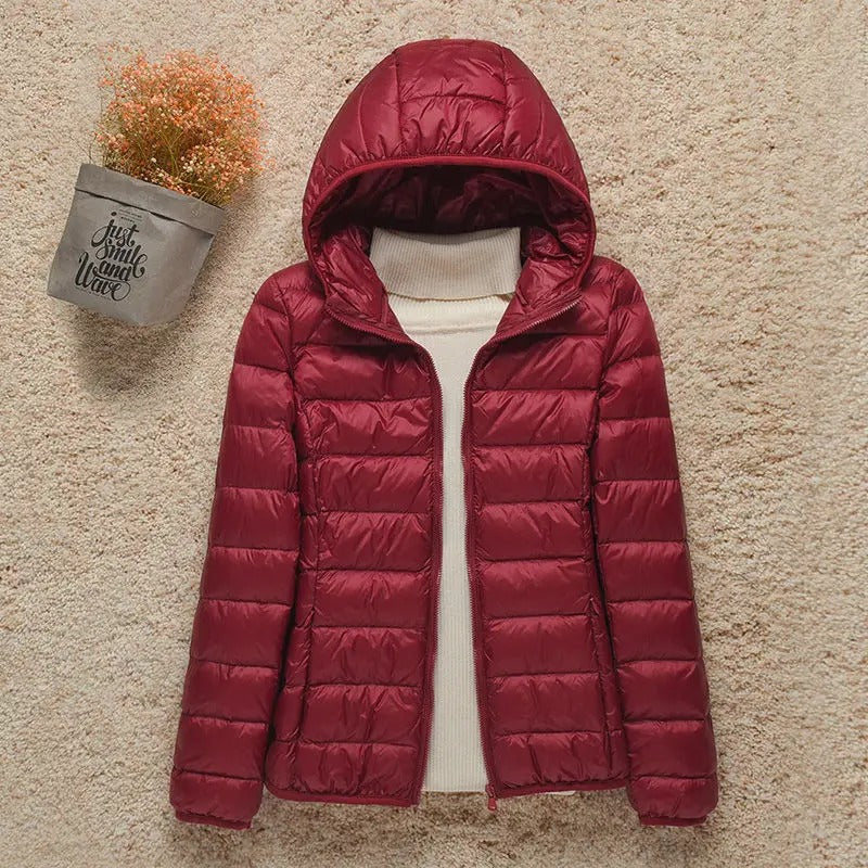 Damen Daunenjacke ultraleicht Kapuze Outdoor Herbst – Bild 8