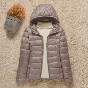 Damen Daunenjacke ultraleicht Kapuze Outdoor Herbst