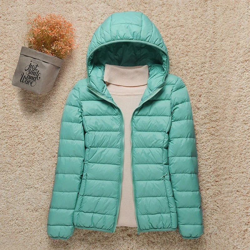 Damen Daunenjacke ultraleicht Kapuze Outdoor Herbst – Bild 10