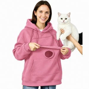 Kapuzenpullover Oversize mit Tier-Bauchtasche Fleece