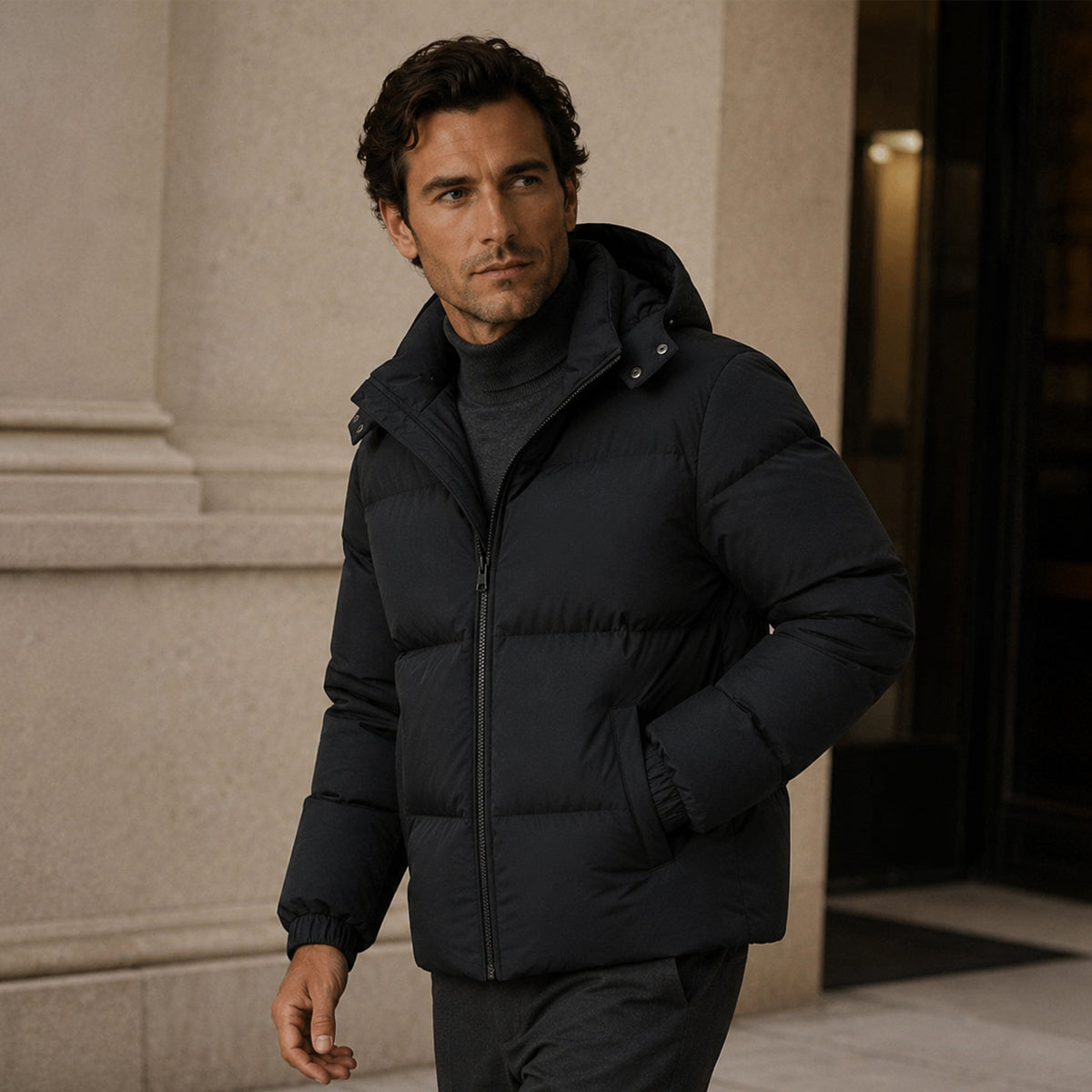 Herren Steppjacke windabweisend Kapuze Outdoor – Bild 6