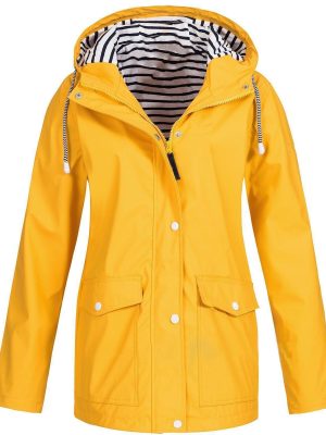 Regenjacke Damen gestreiftes Futter windabweisend