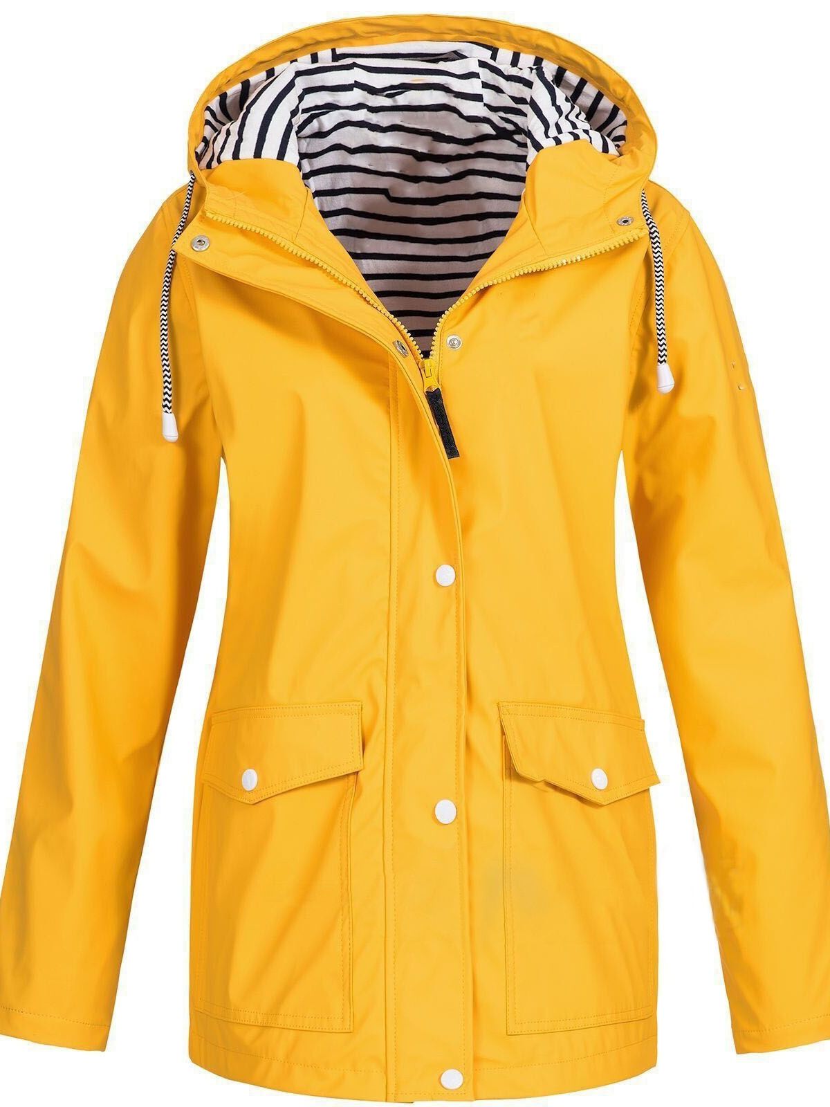 Regenjacke Damen gestreiftes Futter windabweisend