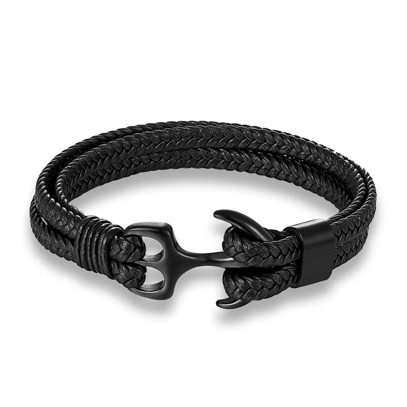Herren Armband Anker Edelstahl hochwertiges Leder – Bild 3