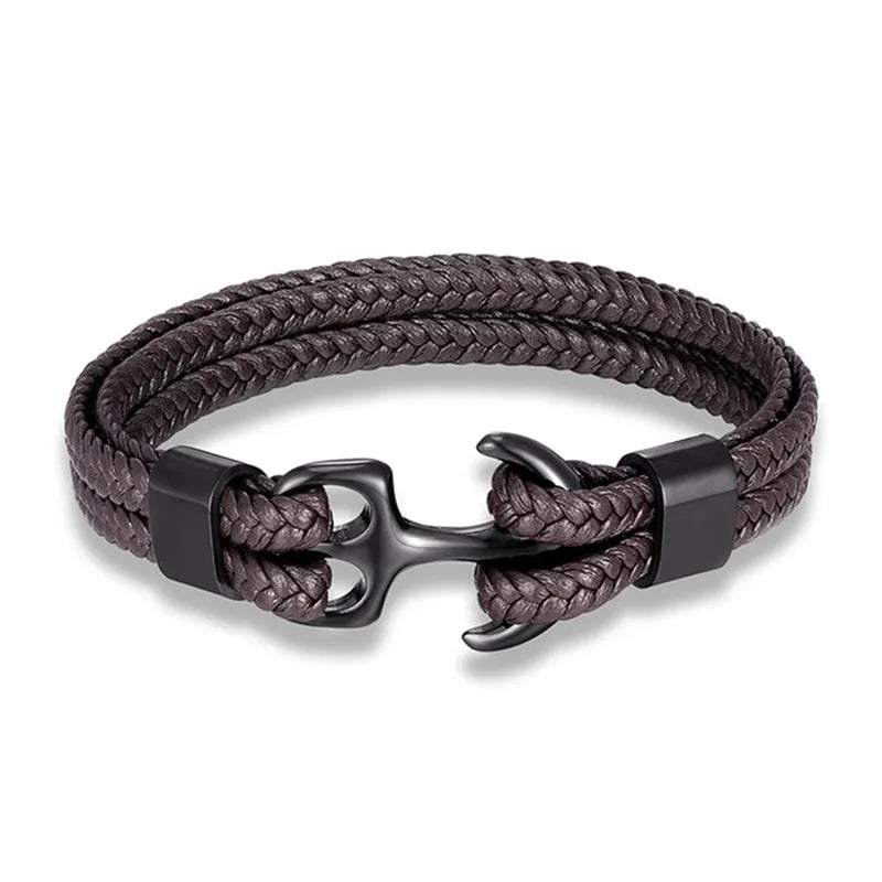 Herren Armband Anker Edelstahl hochwertiges Leder – Bild 6