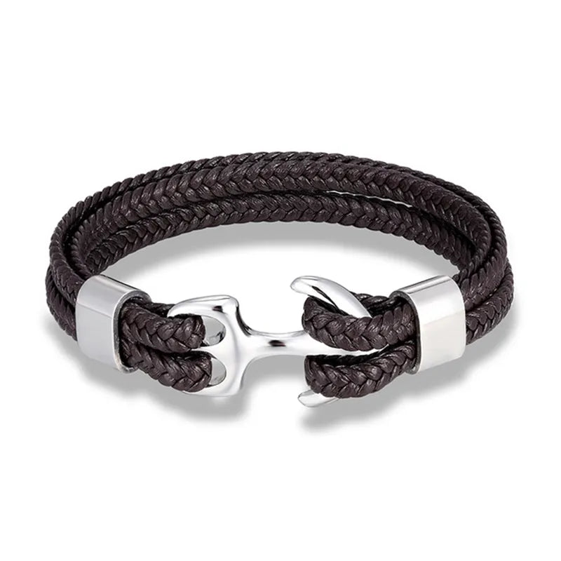 Herren Armband Anker Edelstahl hochwertiges Leder – Bild 5