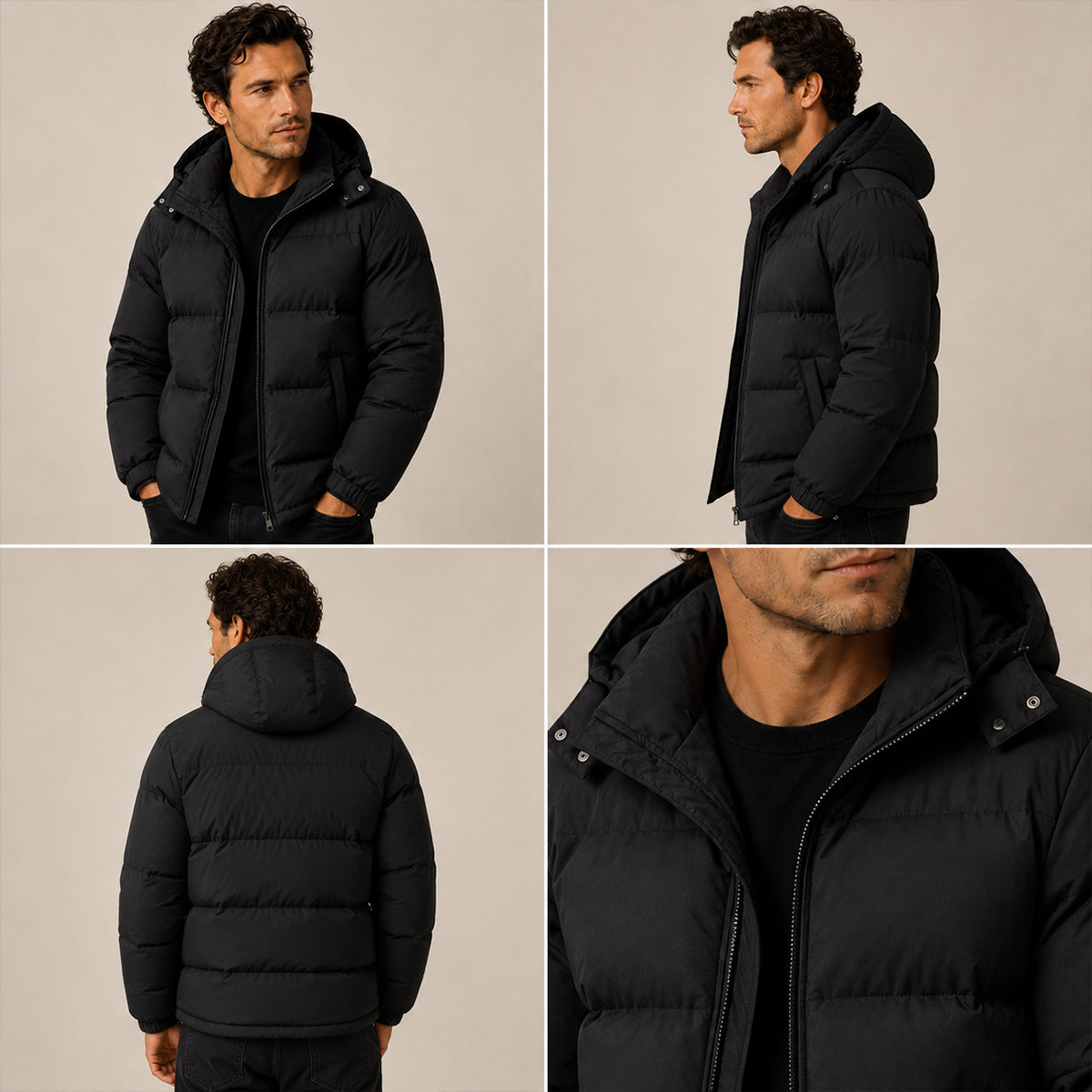Herren Steppjacke windabweisend Kapuze Outdoor – Bild 5