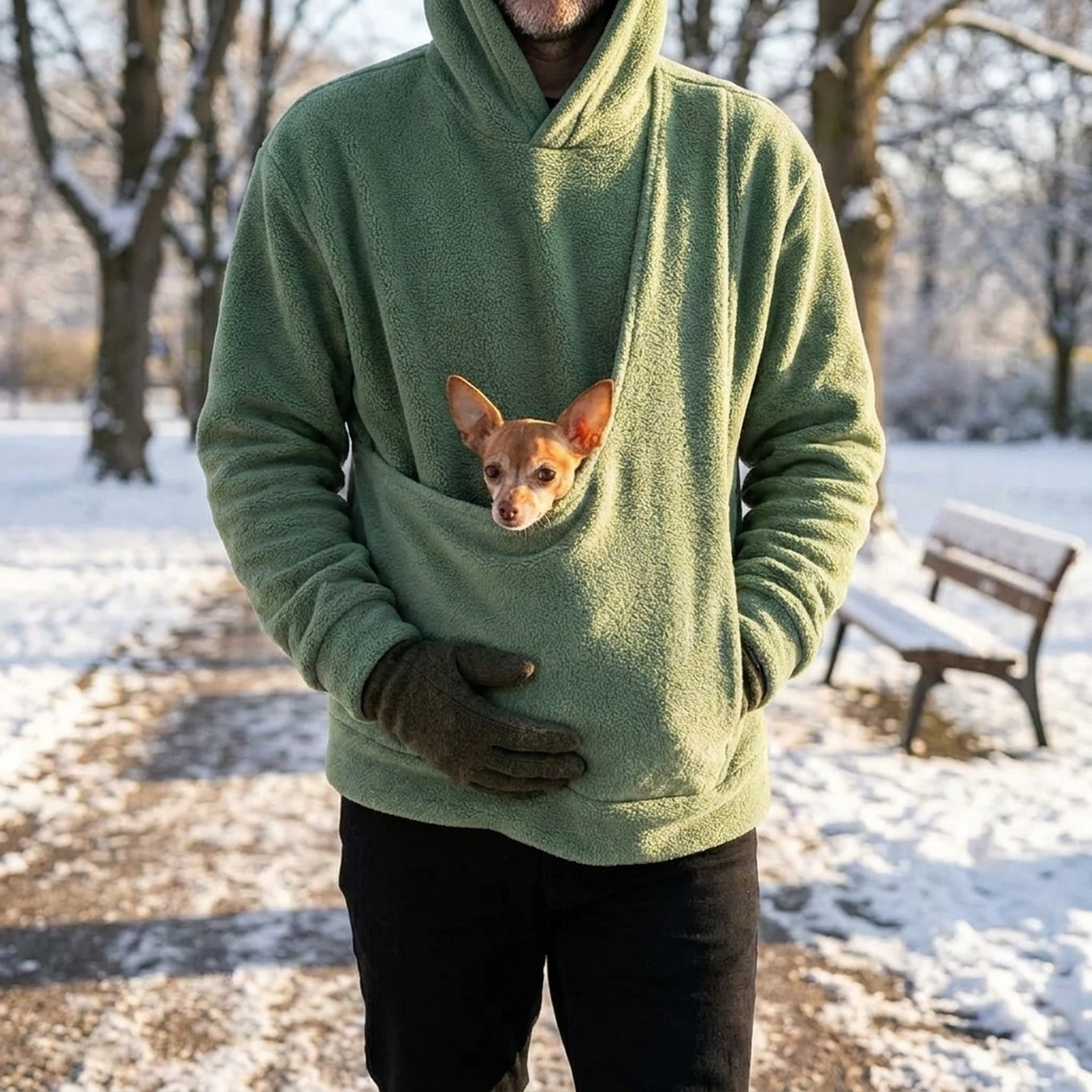 Kapuzenpullover mit Tier-Tragetasche und herausnehmbarem Futter – Bild 7