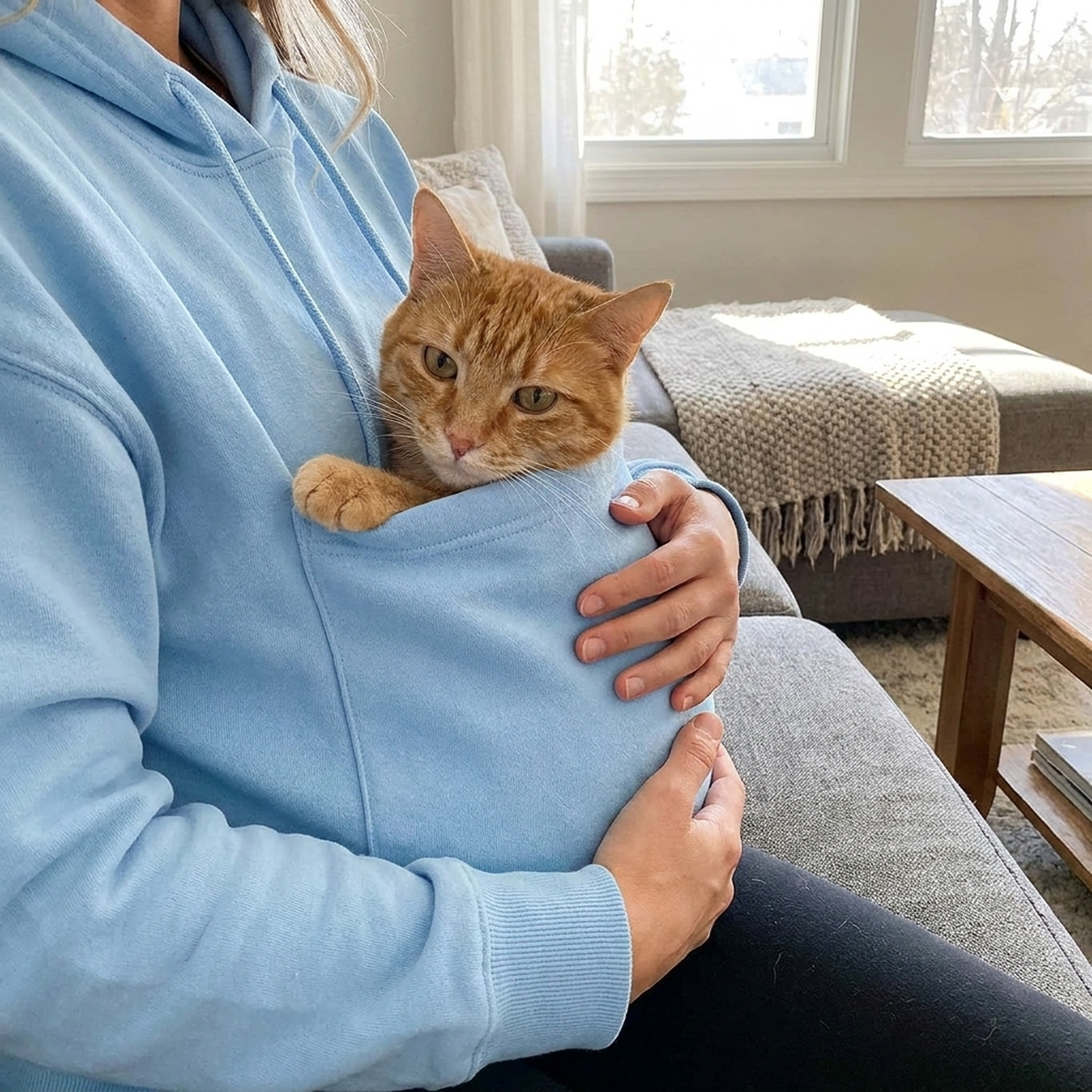 Hoodie Unisex Kängurutasche für Katze & Kleintier – Bild 8