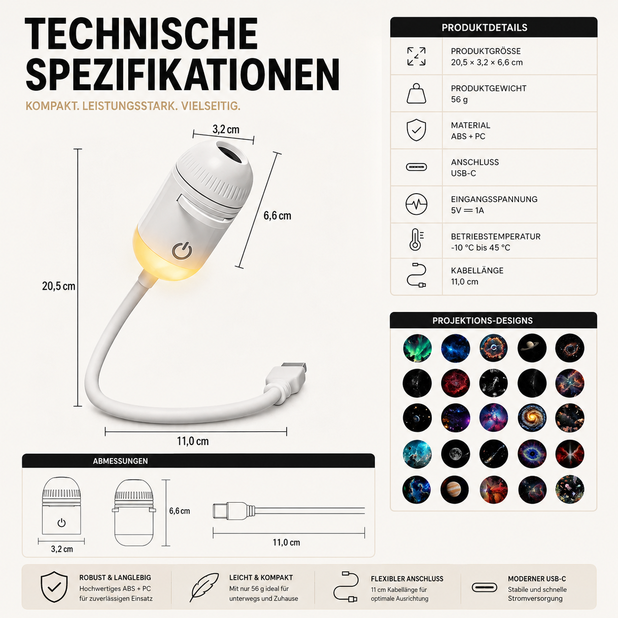 Galaxy Projektionslampe mit wechselbaren Filmen USB – Bild 8