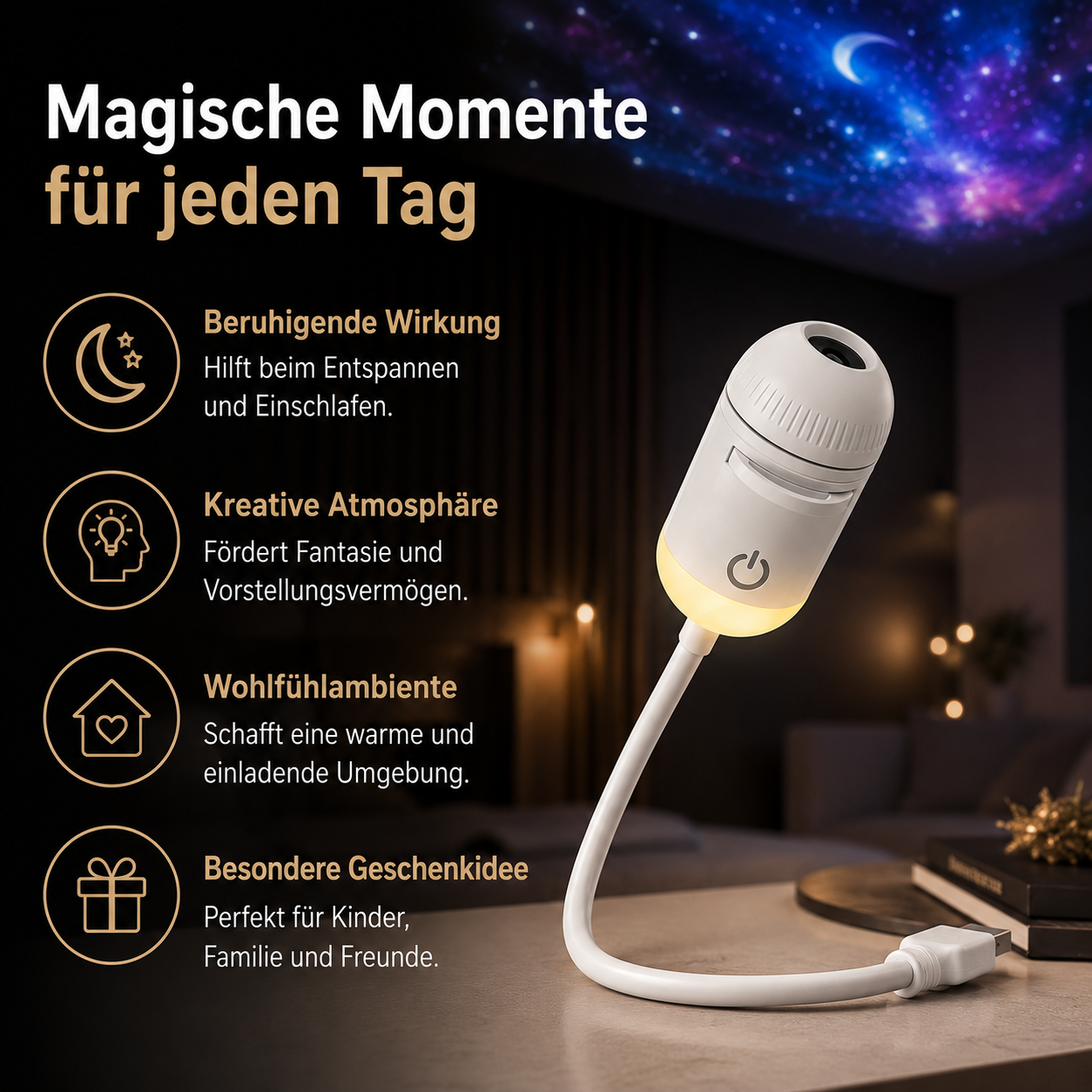 Galaxy Projektionslampe mit wechselbaren Filmen USB – Bild 6
