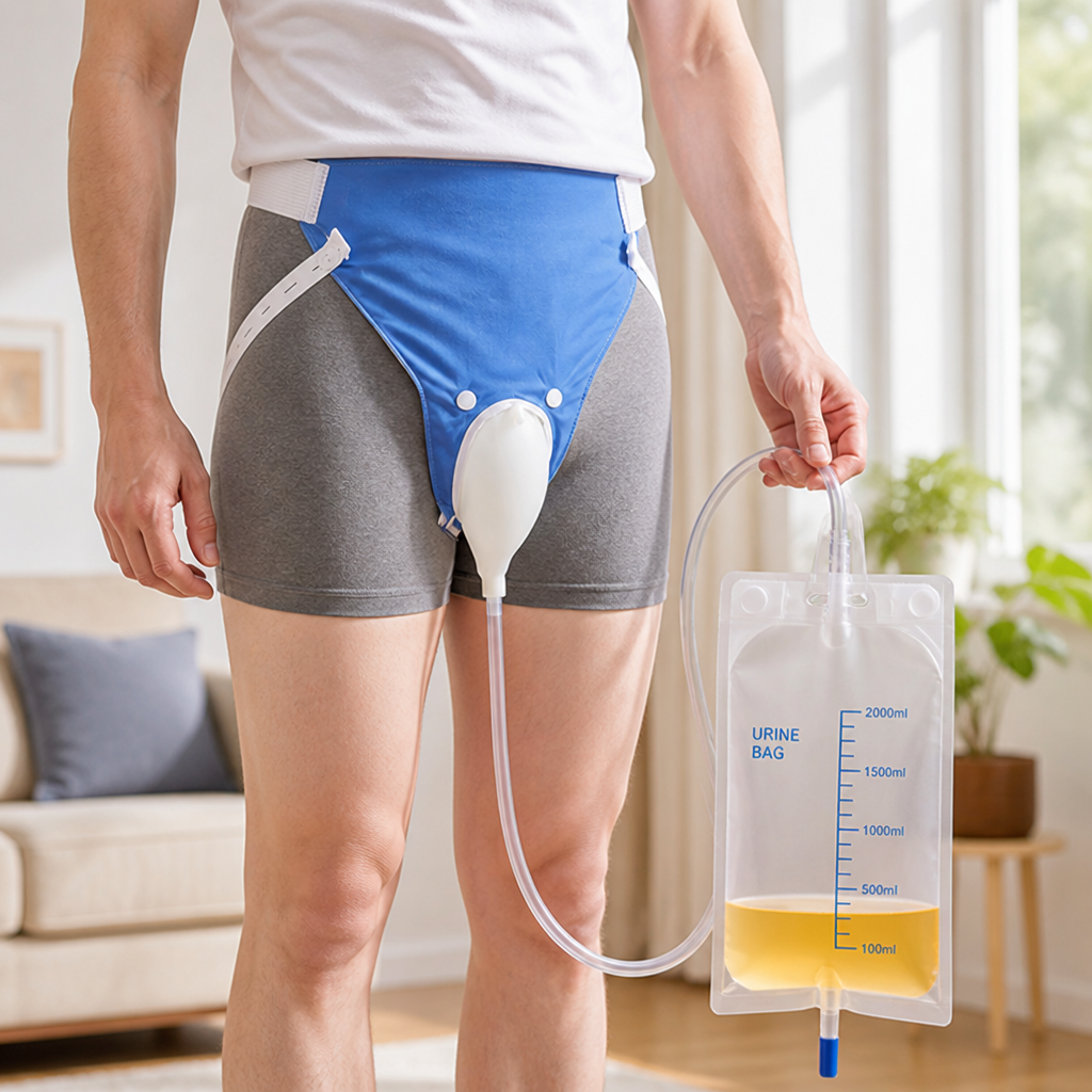 Urinauffangsystem mit Beinriemen, Skala & großem Nachtbeutel – Bild 5