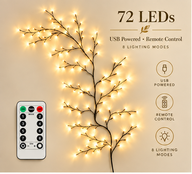 LED-Zweiglichter flexibel fernbedienbar für Wanddeko – Bild 12